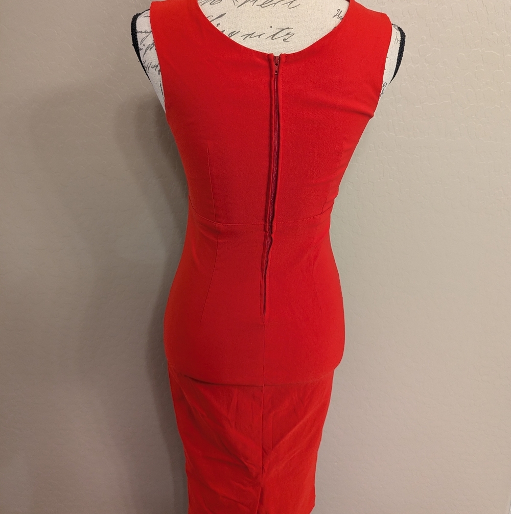 Rock Steady Elegant Classic Red Sleeveless Dress Faux Vintage Style Size 6 - Picture 3 of 5